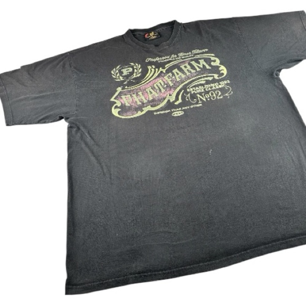 Vintage Phat Farm T-Shirt Men’s 4XL Faded Black Graphic Y2K Streetwear - Picture 6 of 14